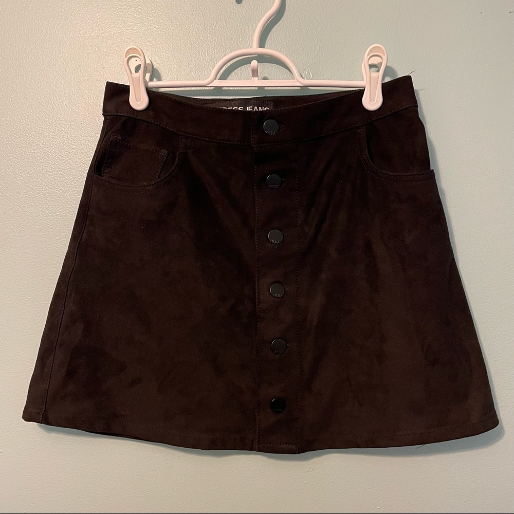 Express Button Up Suede Skirt